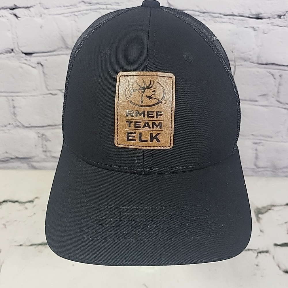 RMEF Team Elk Patch Hat Mens OSFA Black Snapback Mesh Hunting Trucker Cap New